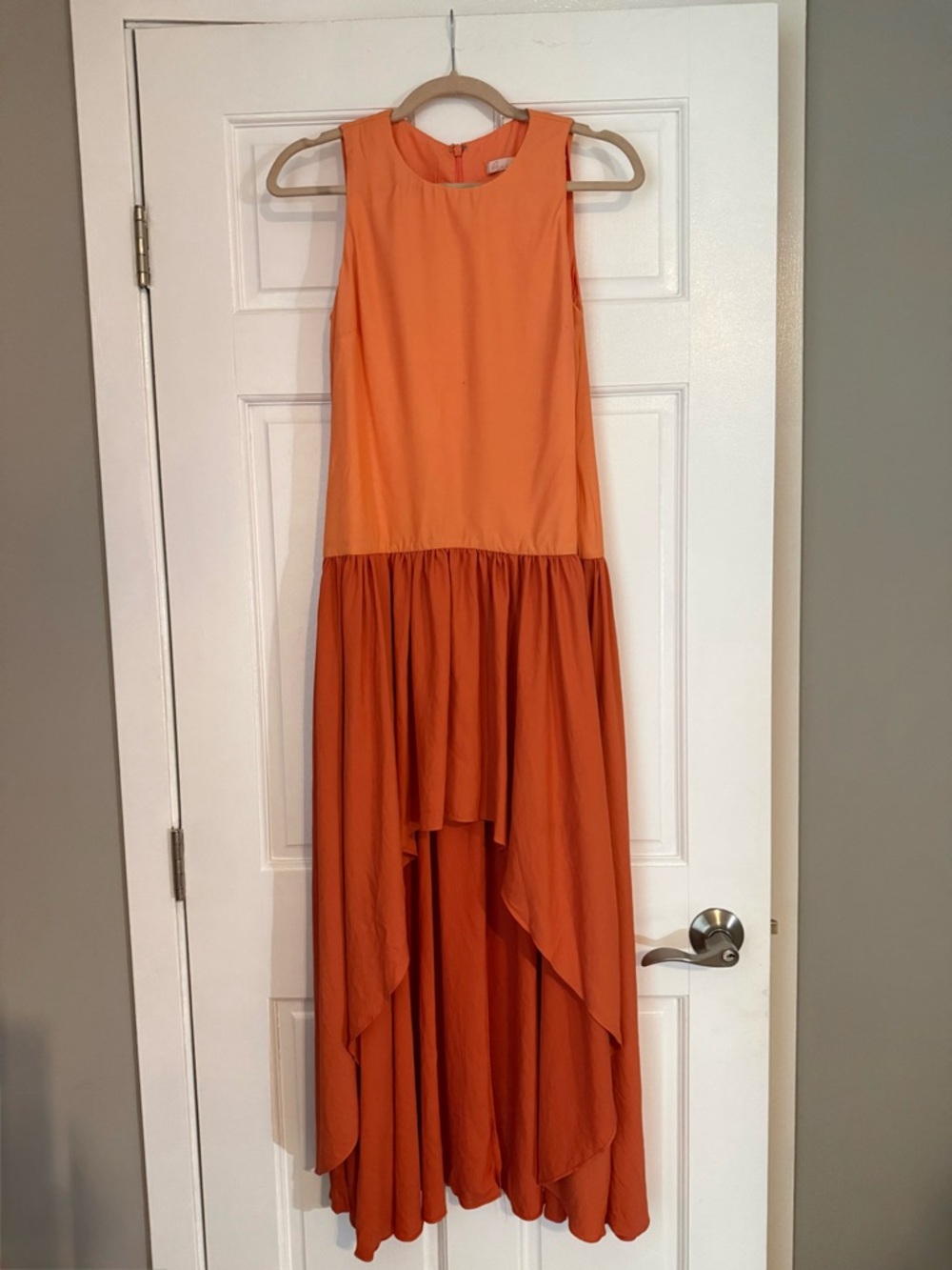 Anthropologie Orange Two-Tone High-Low Maxi Dress